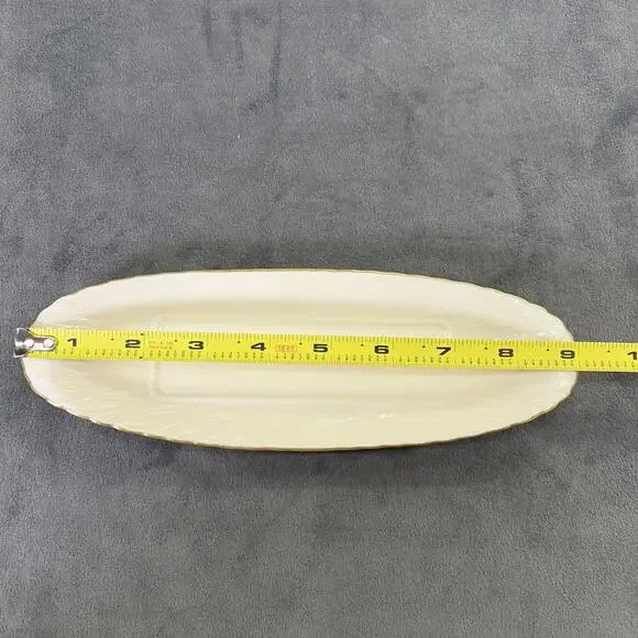 Lenox Butter Tray, Porcelain, 9", 22K Gold Trim, Made in USA, Gold Label Charity - Picture 5 of 7